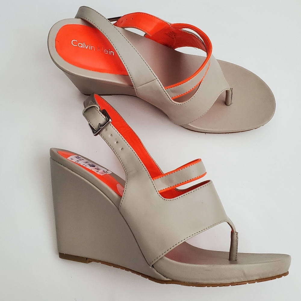 Calvin Klein ORIAN Leather Wedge Heels 9